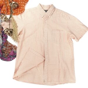 Saddlebred Seersucker Orange Casual Button Down Shirt Sz L